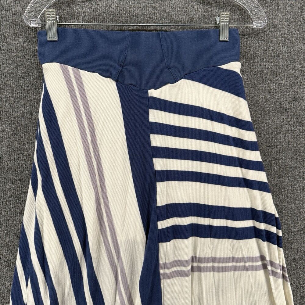 Bordeaux Skirt Small Blue‎ Striped Pull On Hi Low Casual Coastal Comfy Boho 90s - Picture 4 of 9